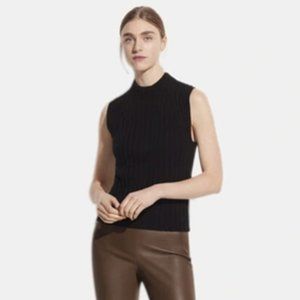 NWOT - Vince -  High Neck Cashmere Shell Tank Sleeveless Black Pullover - Sz XXS